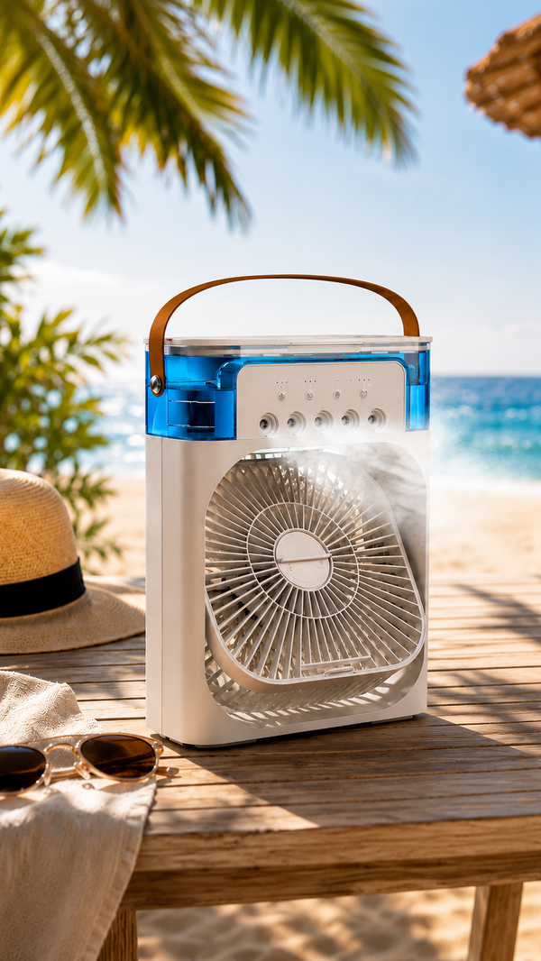 Ice Fan Cooler  aire climatisée, Mini réfrigérateur d'air pour la maison, lumière LED nocturne, humidificateur portable,